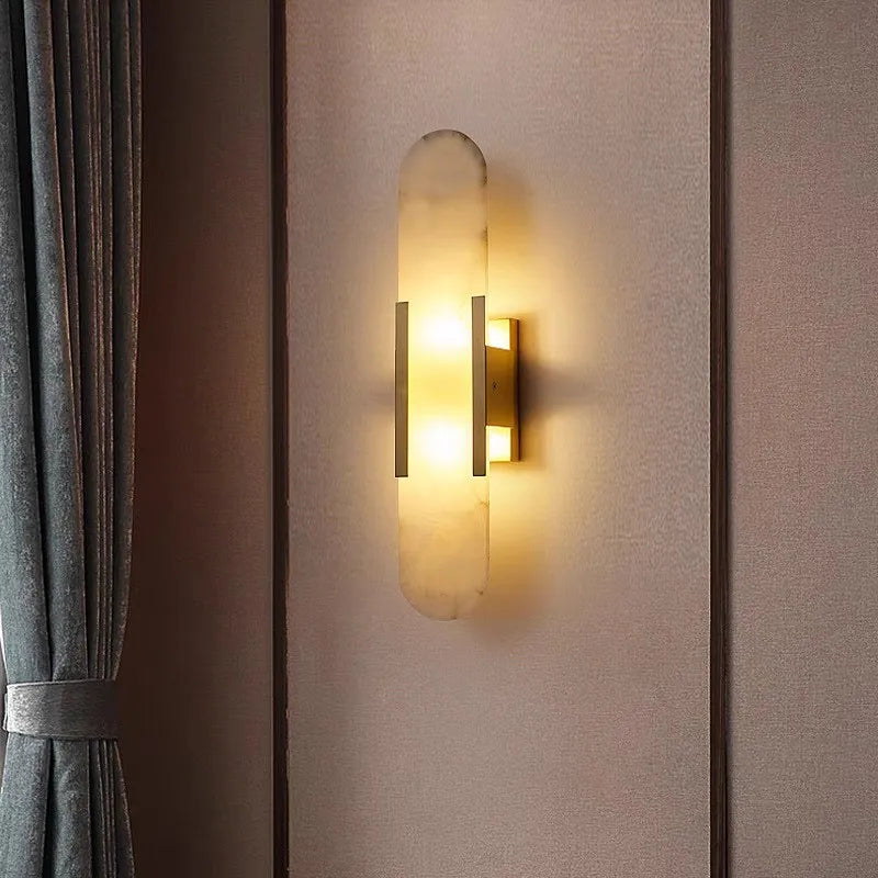 Marble LED Wall Lamp 12W – Gold & Natural Marble