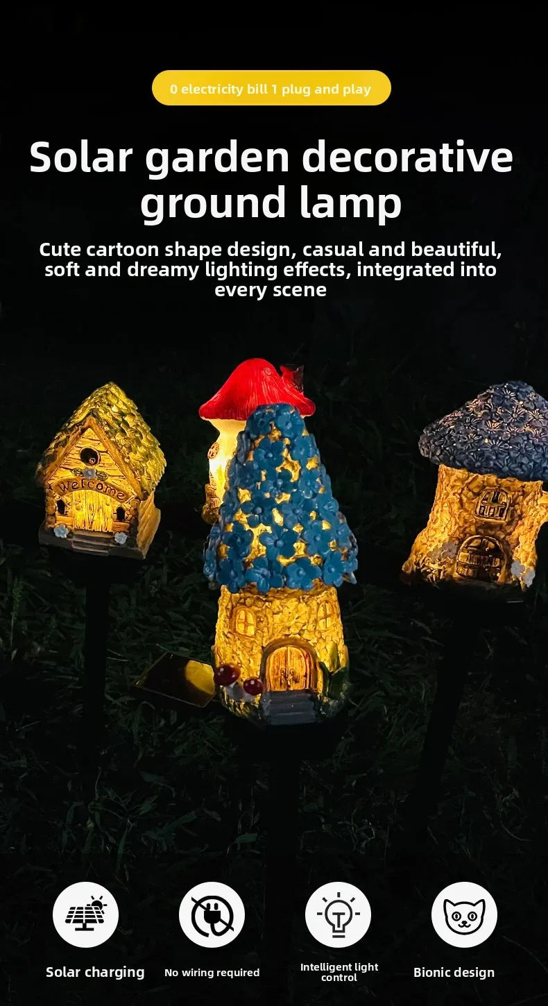 New LED Cartoon Creative Mushroom Lamp Outdoor Waterproof Atmosphere Decorative Floor Plug in Light Solar Garden Landscape Light