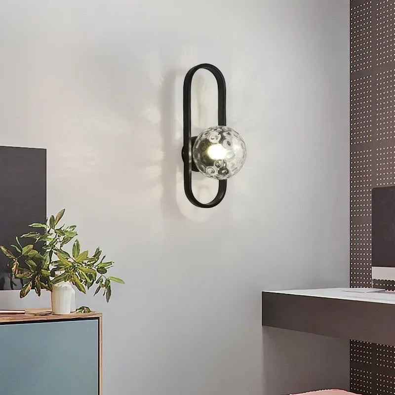Luxury LED Wall Lamp – Frosted Glass Black or Gold