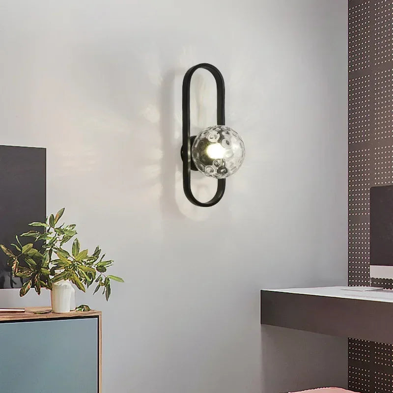 Luxury LED Wall Lamp – Frosted Glass Black or Gold