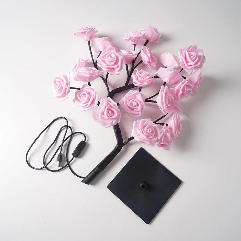 LED Rose Tree Night Light – USB Girls Bedroom Party Decor