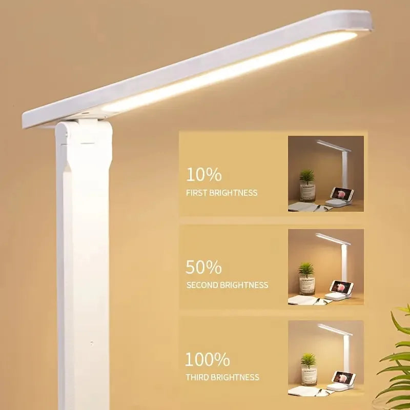 Foldable LED Desk Lamp – Stepless Dimmable USB Rechargeable Touch
