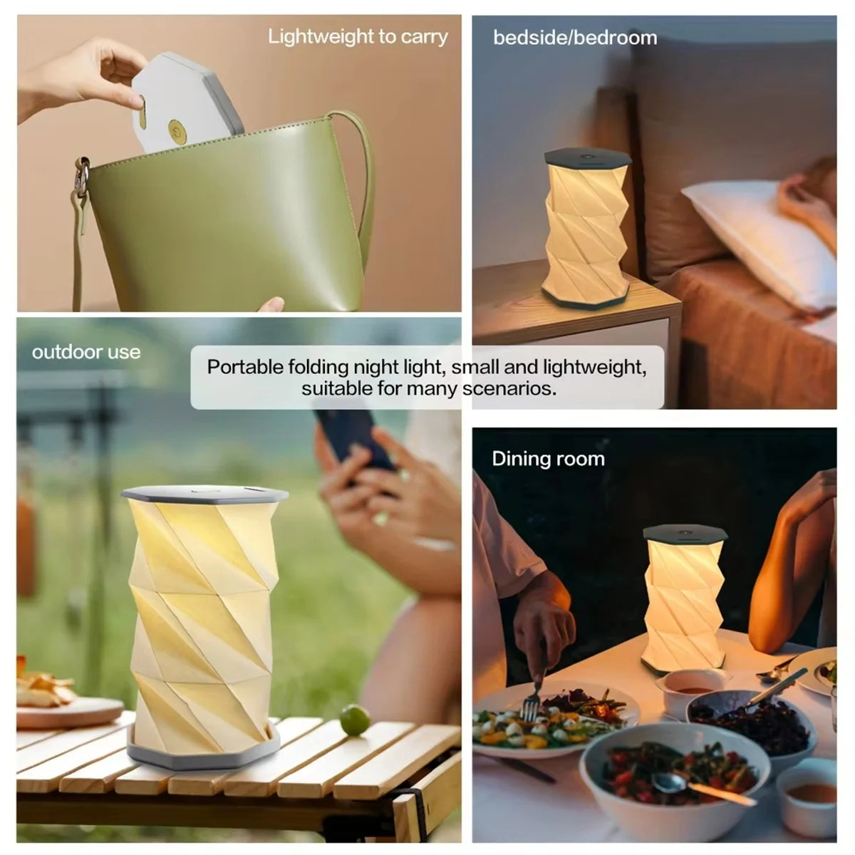 Foldable Origami LED Table Lamp – USB-C Rechargeable Touch Dim