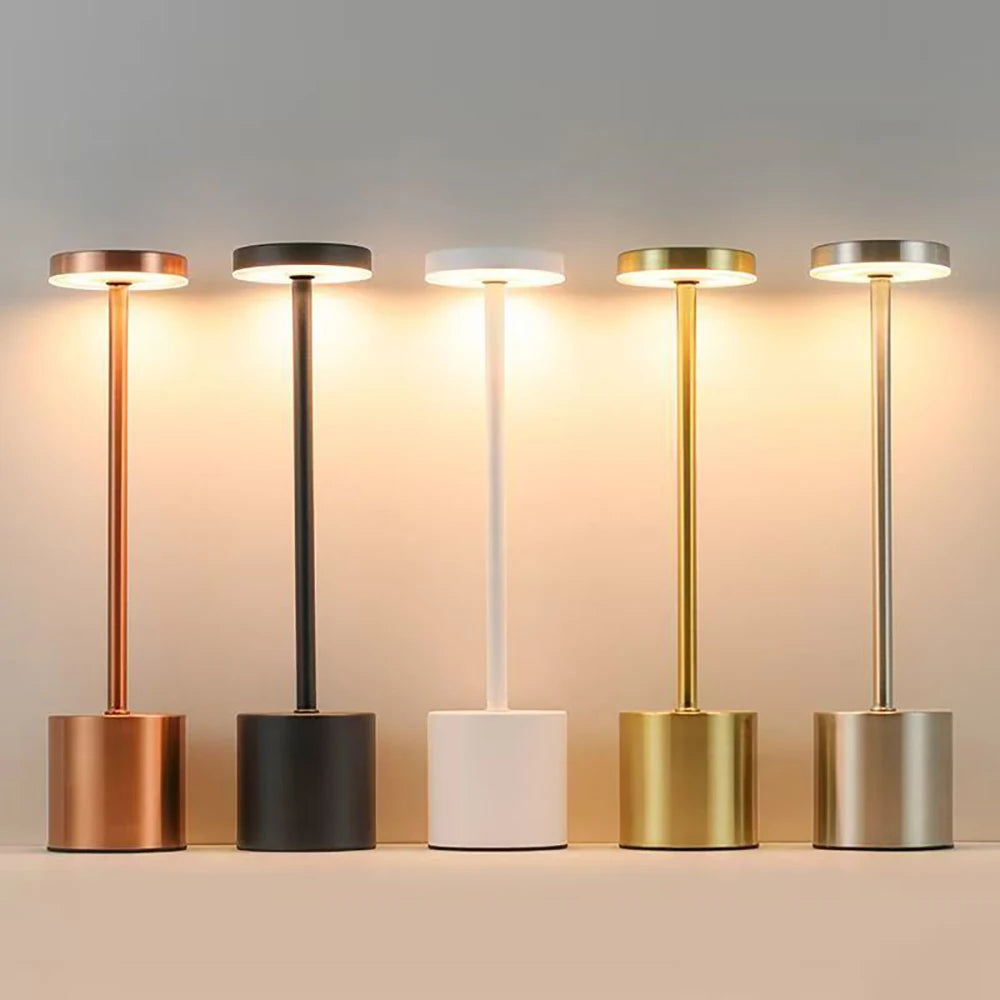 Rechargeable LED Metal Table Lamp – 3-Colour Stepless Dimming