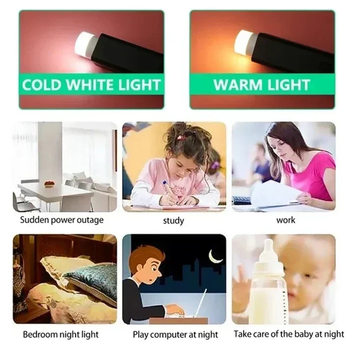 Mini USB LED Reading Light – Warm & Cool White Portable Lamp