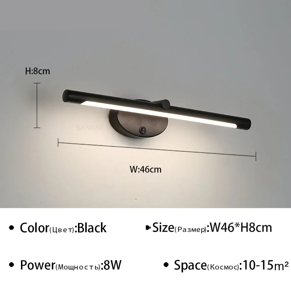 LED Bathroom Mirror Lamp – Touch Switch Black Gold