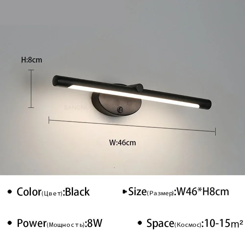 LED Bathroom Mirror Lamp – Touch Switch Black Gold
