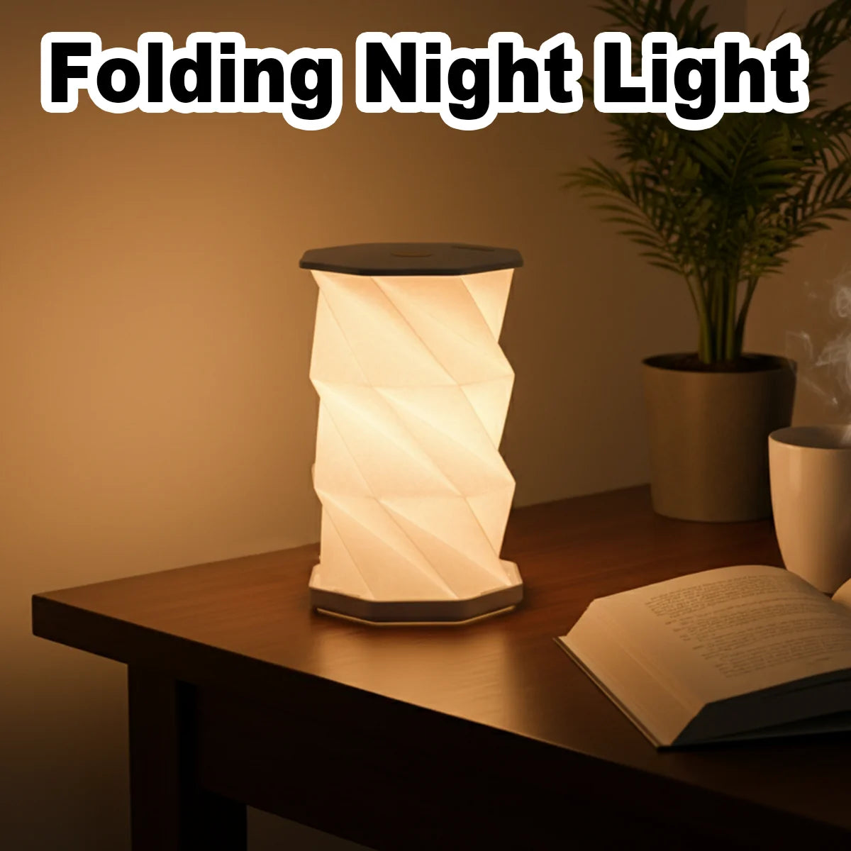 Foldable Origami LED Table Lamp – USB-C Rechargeable Touch Dim