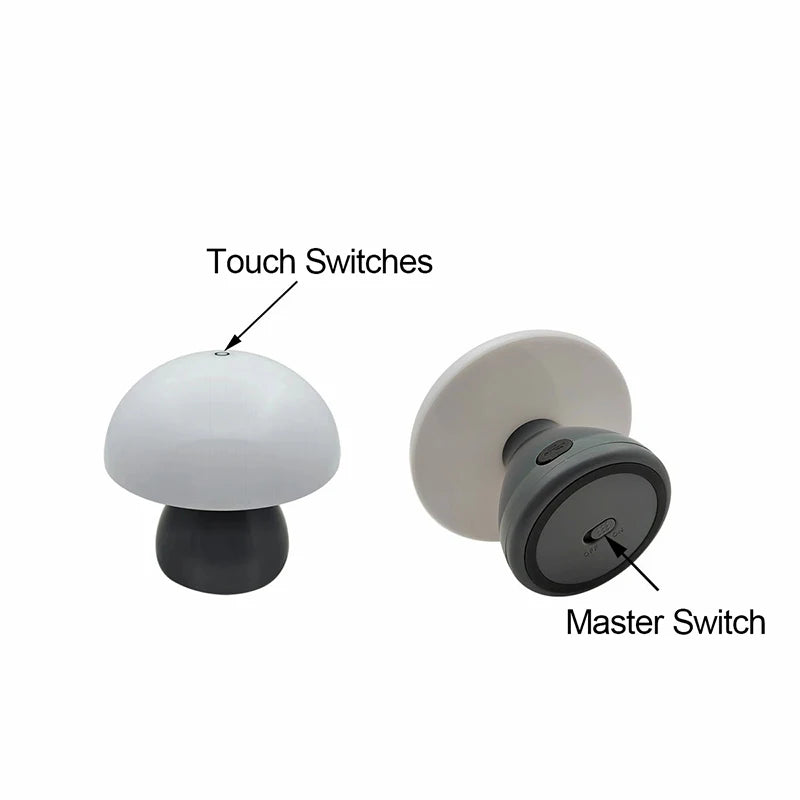 Mushroom Led Table Lamp Charging Touch Desk Coffee Bar, Hotel Bedroom Decoration, Nordic Creative Atmosphere, Small Night Light