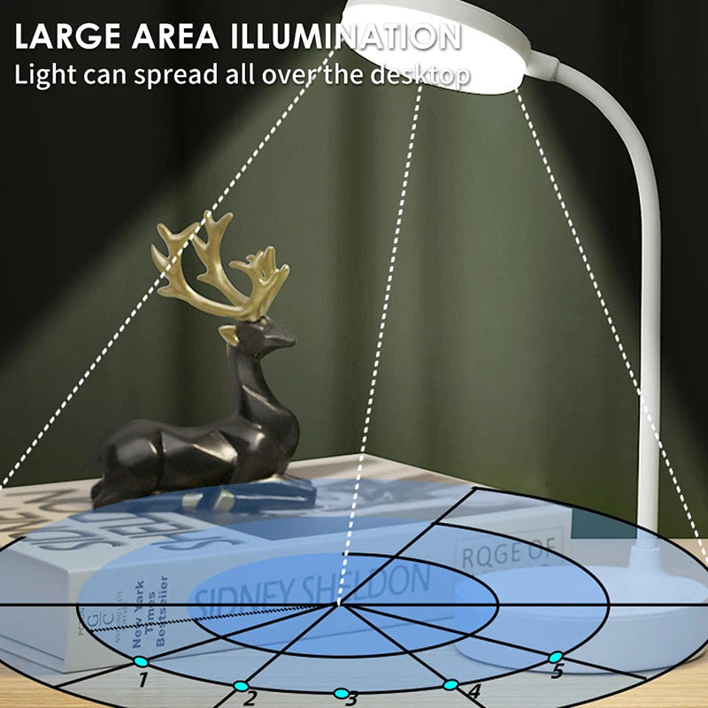 Foldable LED Desk Lamp – 3-Level Dimmable USB Rechargeable Light