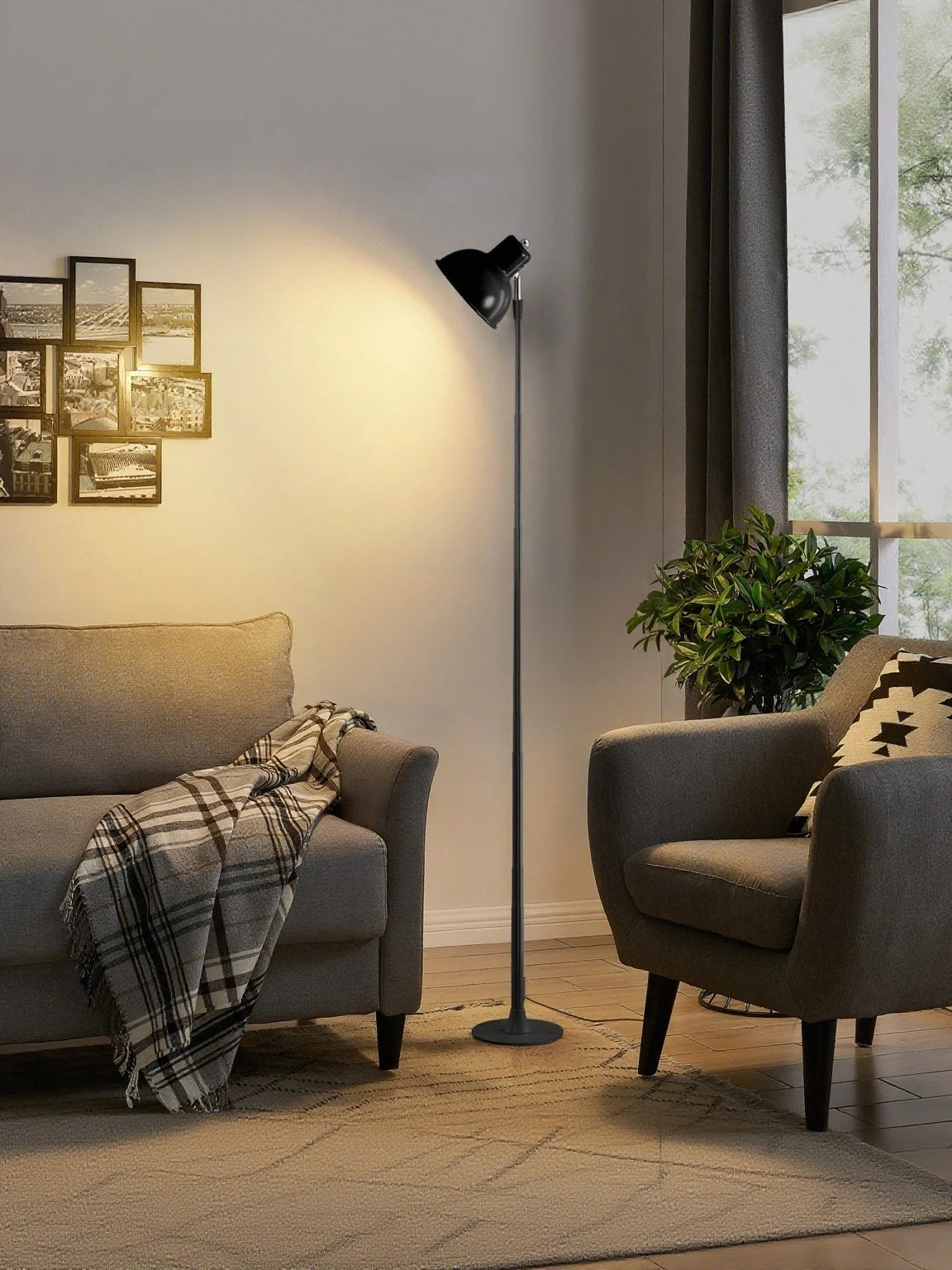 MARPOU Floor Lamp Adjustable with 3 Color Dimmable USB Plug Modern LED Telescopic 145CM Floor Stand Light Living Room Bedroom