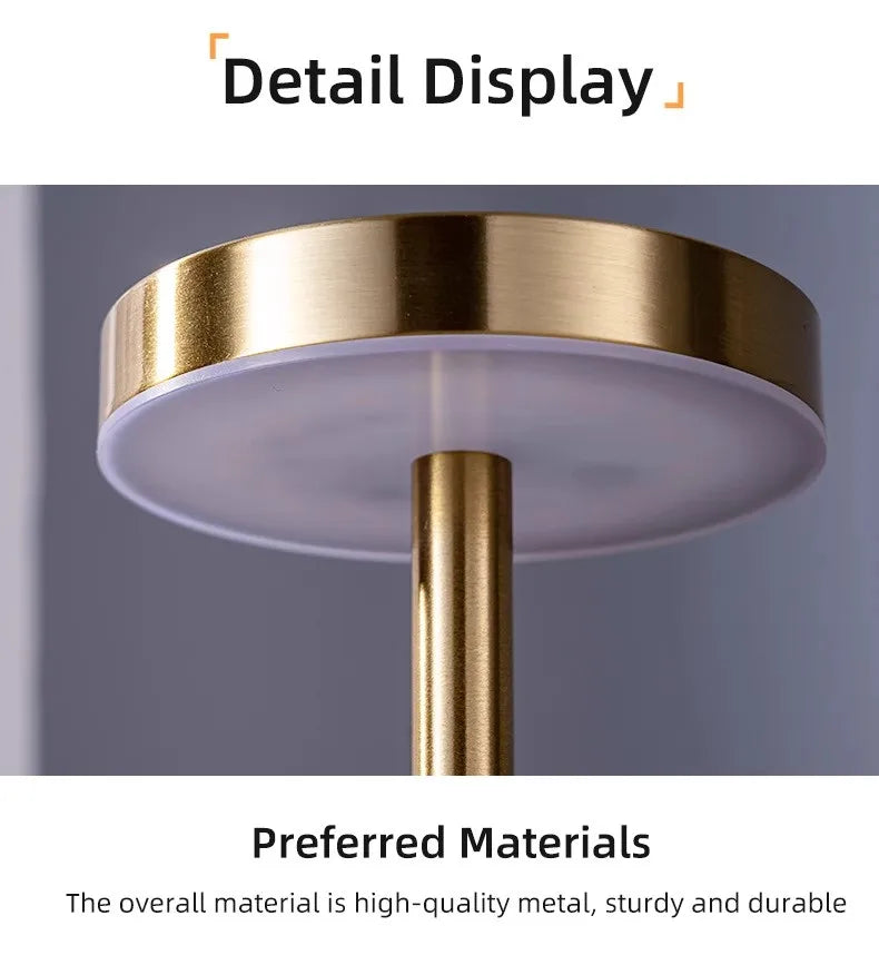 Rechargeable LED Metal Table Lamp – 3-Colour Stepless Dimming