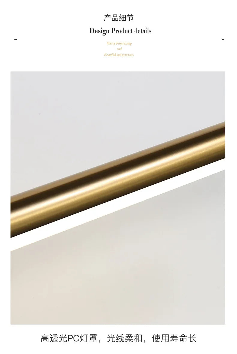 LED Bathroom Mirror Lamp – Touch Switch Black Gold