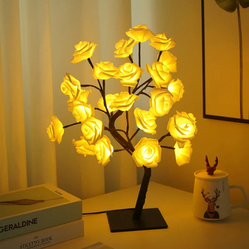 LED Rose Tree Night Light – USB Girls Bedroom Party Decor