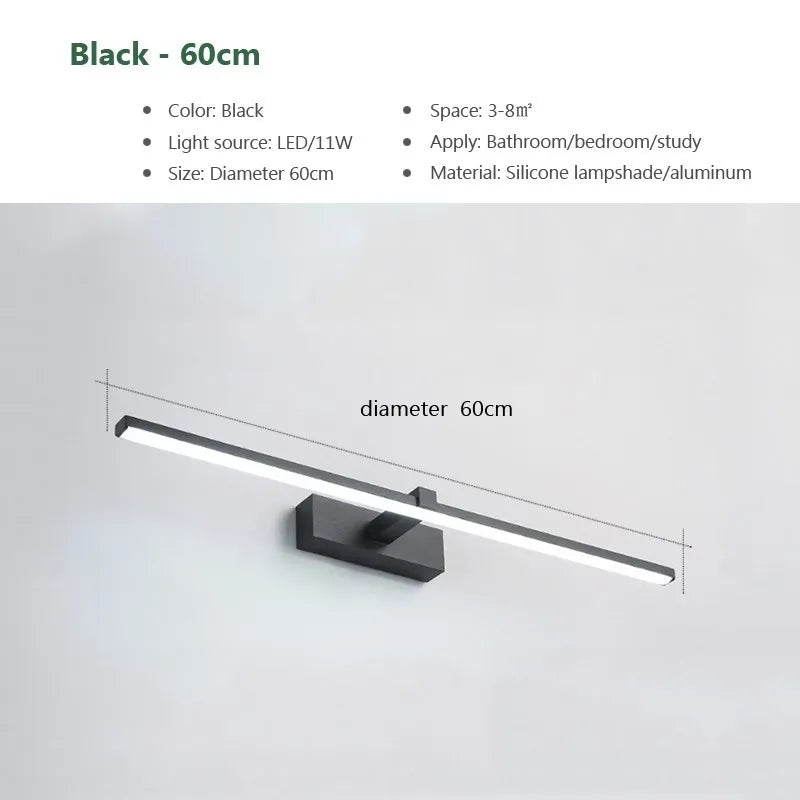 LED Bathroom Vanity Lamp – Touch Switch Black White
