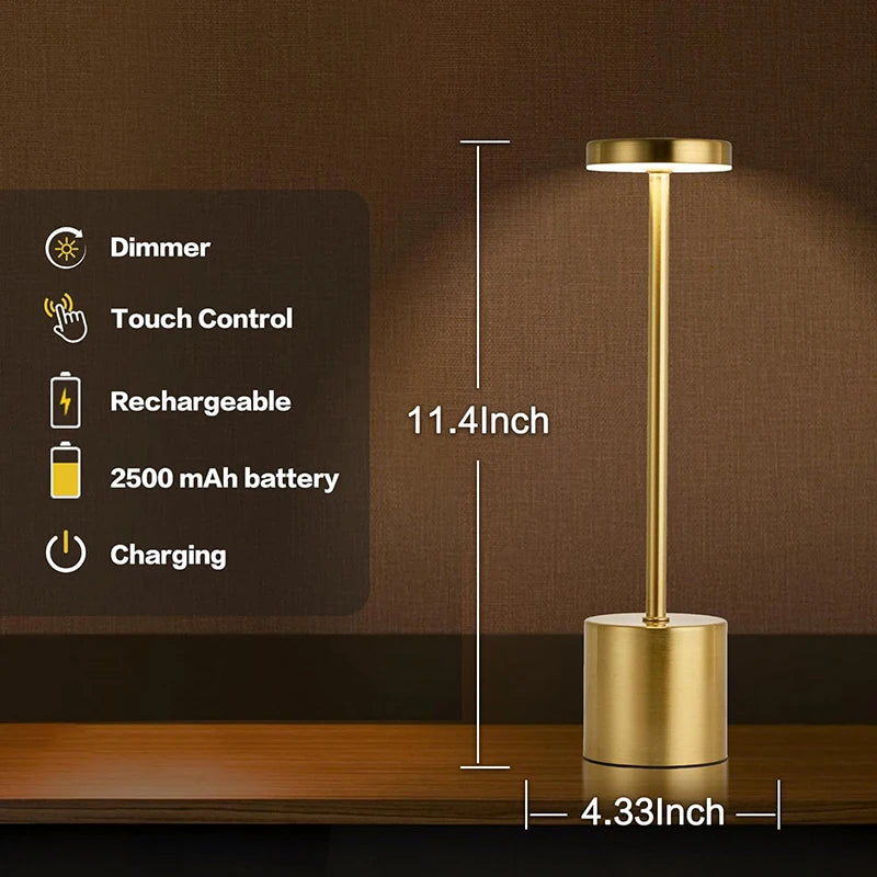 LED Metal Desk Lamp – 1800mAh Rechargeable 3-Colour Stepless Dim