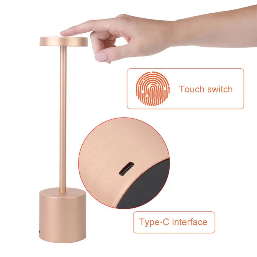 LED Metal Desk Lamp – 1800mAh Rechargeable 3-Colour Stepless Dim