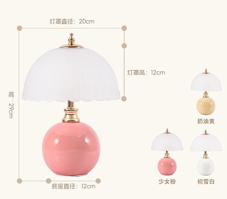 Ceramic Glass LED Table Lamp – USB Dimmable Luxury Bedside Light