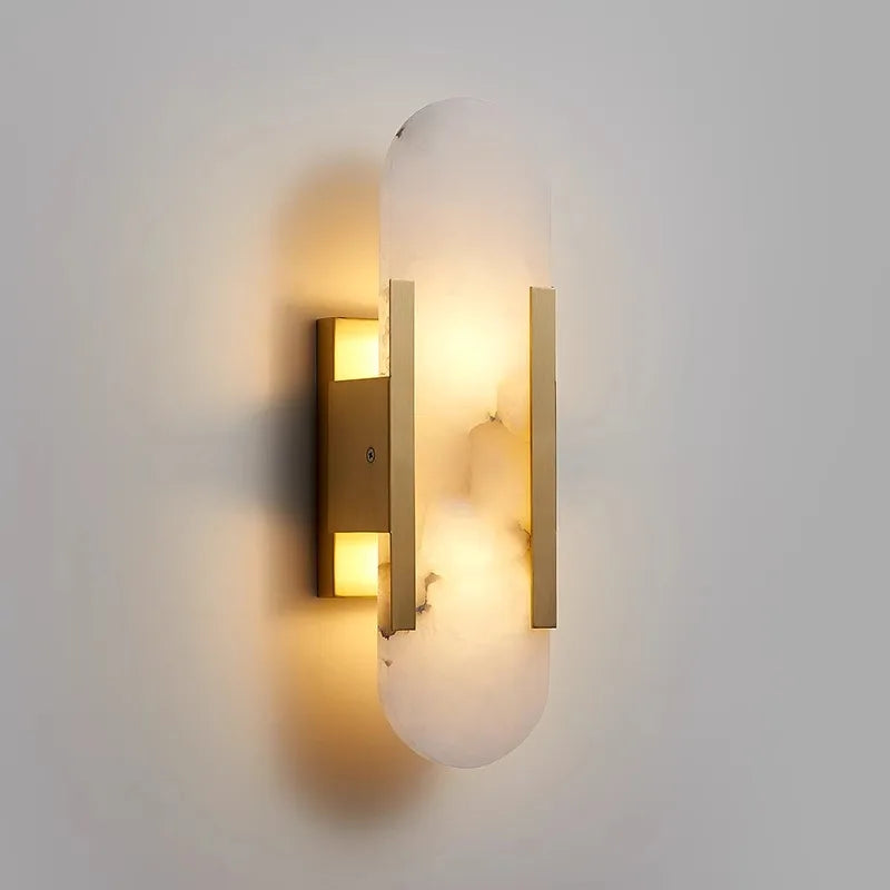 Marble LED Wall Lamp 12W – Gold & Natural Marble