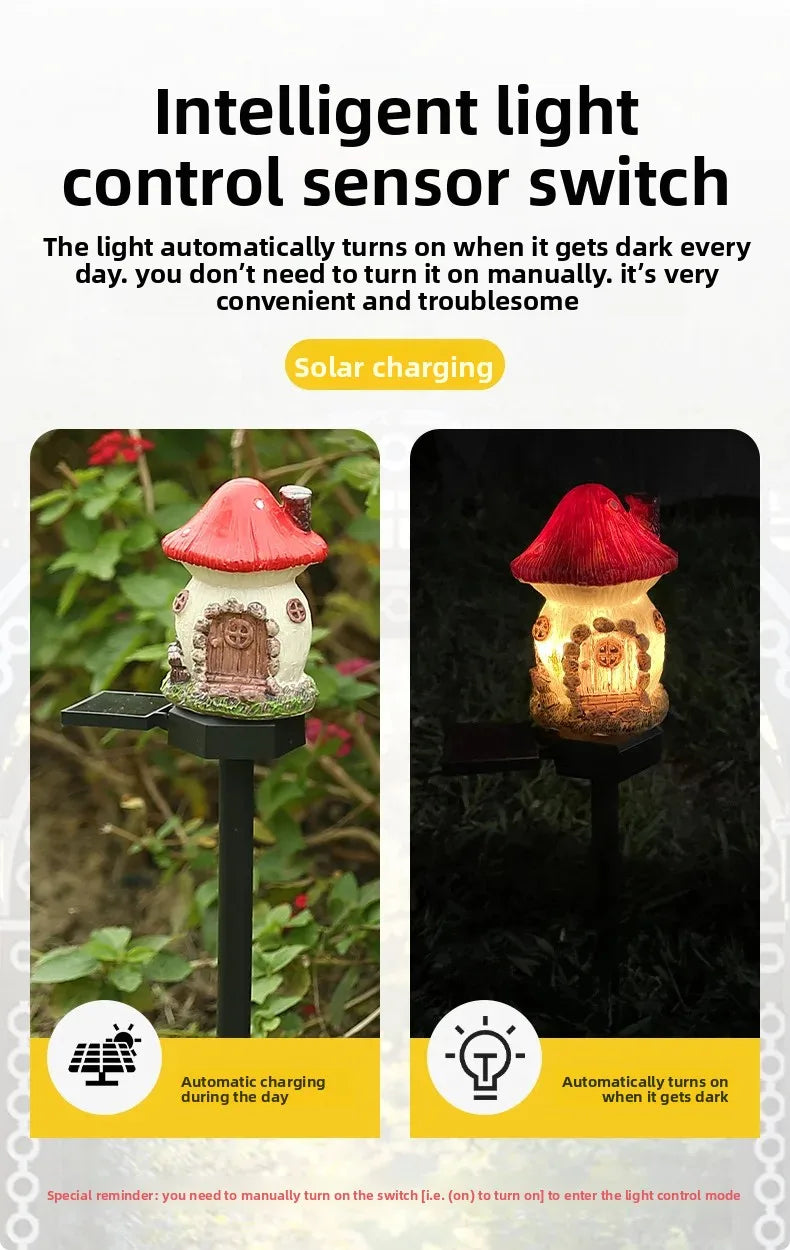 New LED Cartoon Creative Mushroom Lamp Outdoor Waterproof Atmosphere Decorative Floor Plug in Light Solar Garden Landscape Light