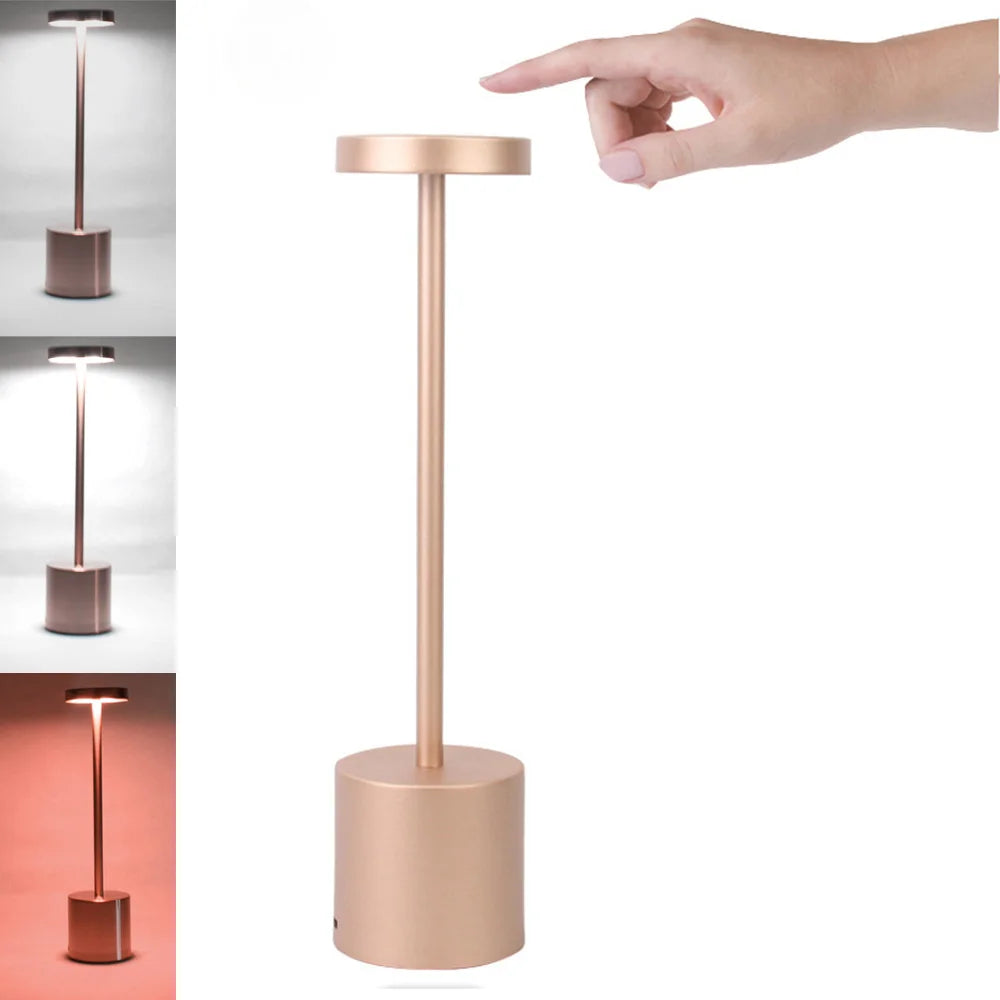 LED Metal Desk Lamp – 1800mAh Rechargeable 3-Colour Stepless Dim