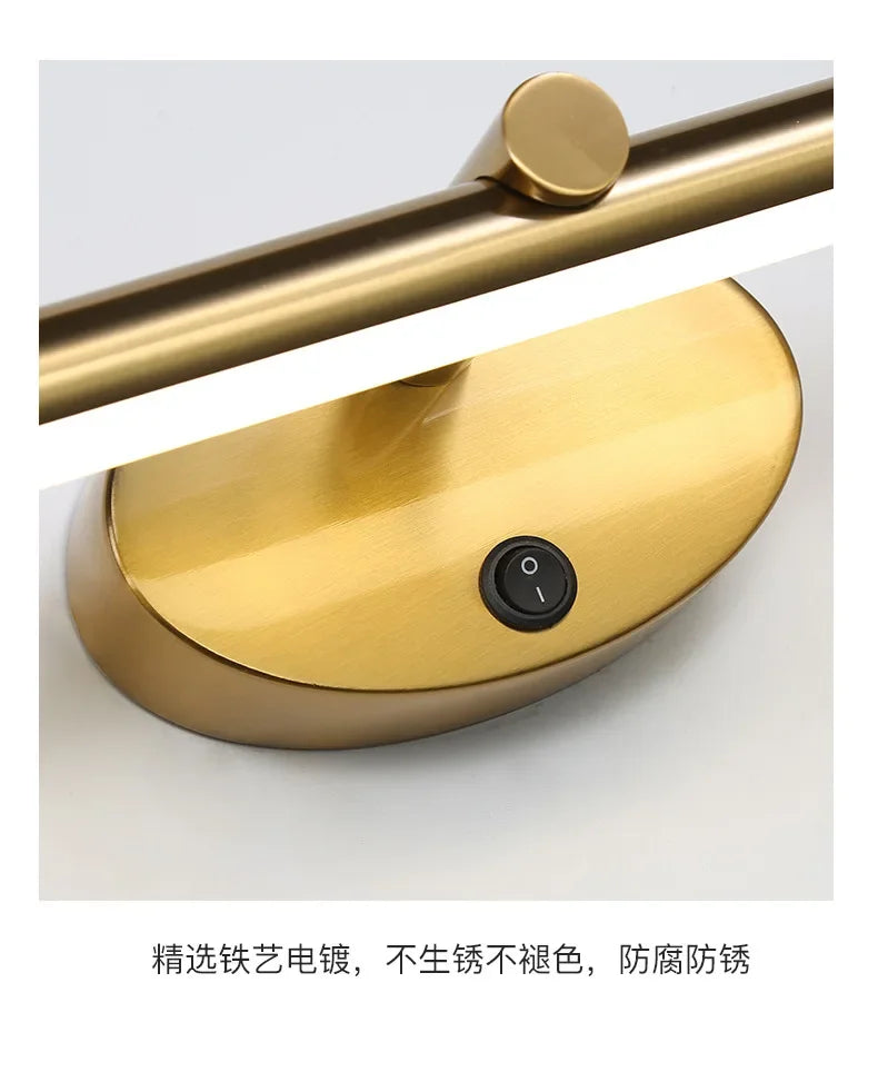 LED Bathroom Mirror Lamp – Touch Switch Black Gold