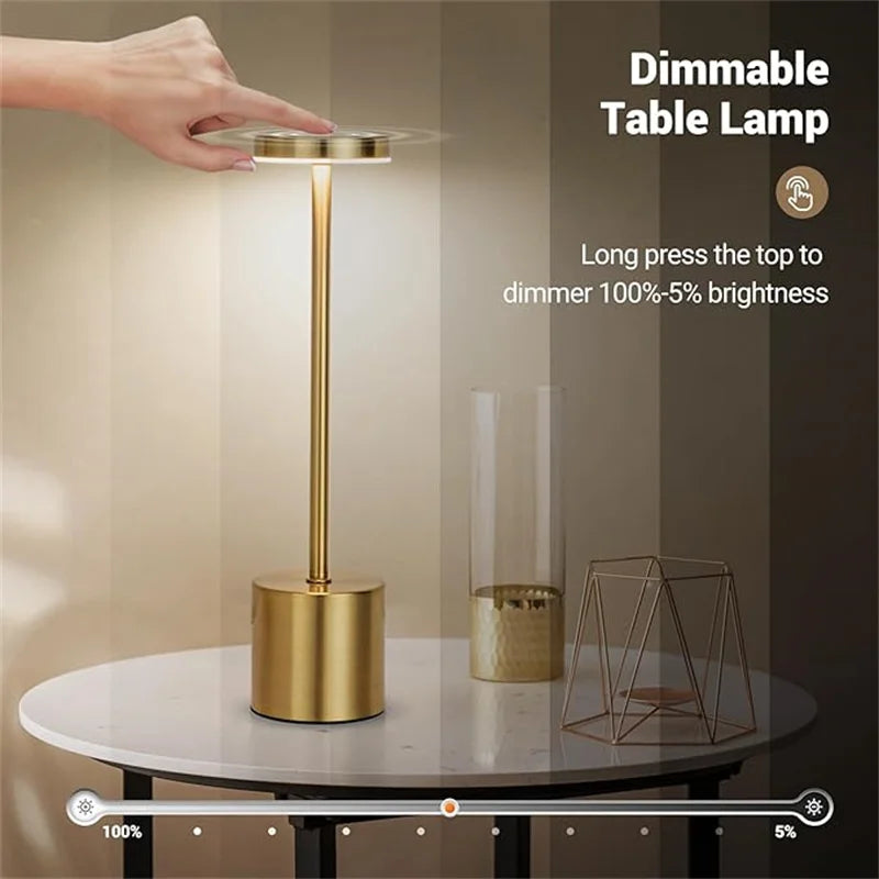 LED Metal Desk Lamp – 1800mAh Rechargeable 3-Colour Stepless Dim