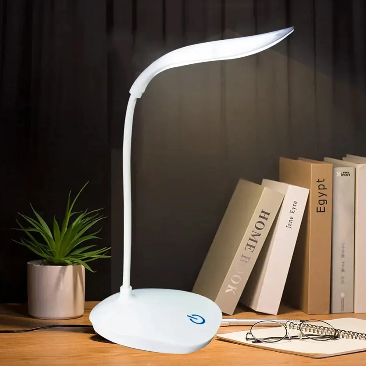 Flexible LED Reading Desk Lamp – USB Rechargeable 3-Level Touch