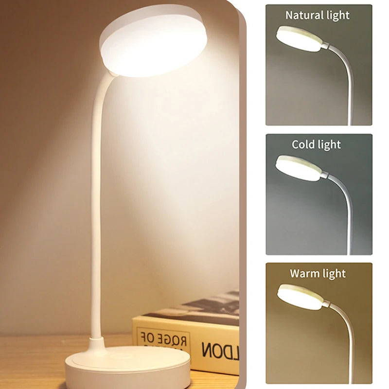 Foldable LED Desk Lamp – 3-Level Dimmable USB Rechargeable Light
