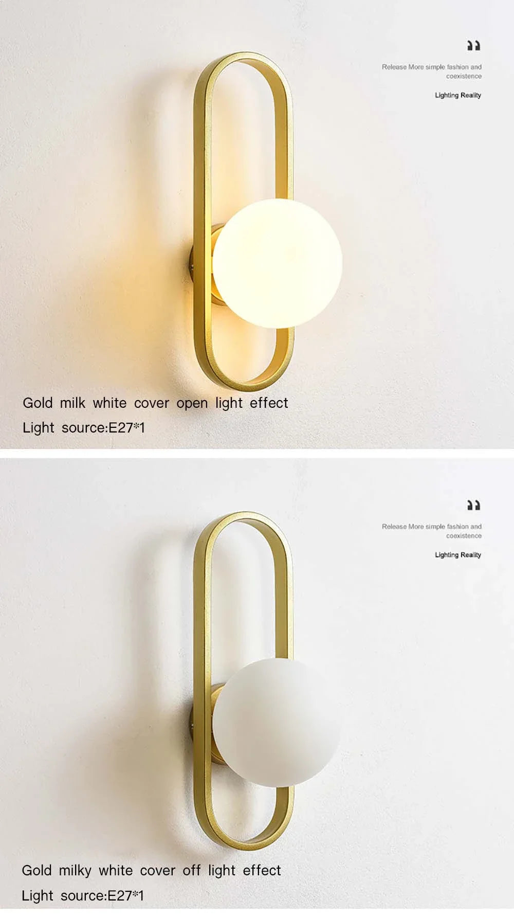 Luxury LED Wall Lamp – Frosted Glass Black or Gold