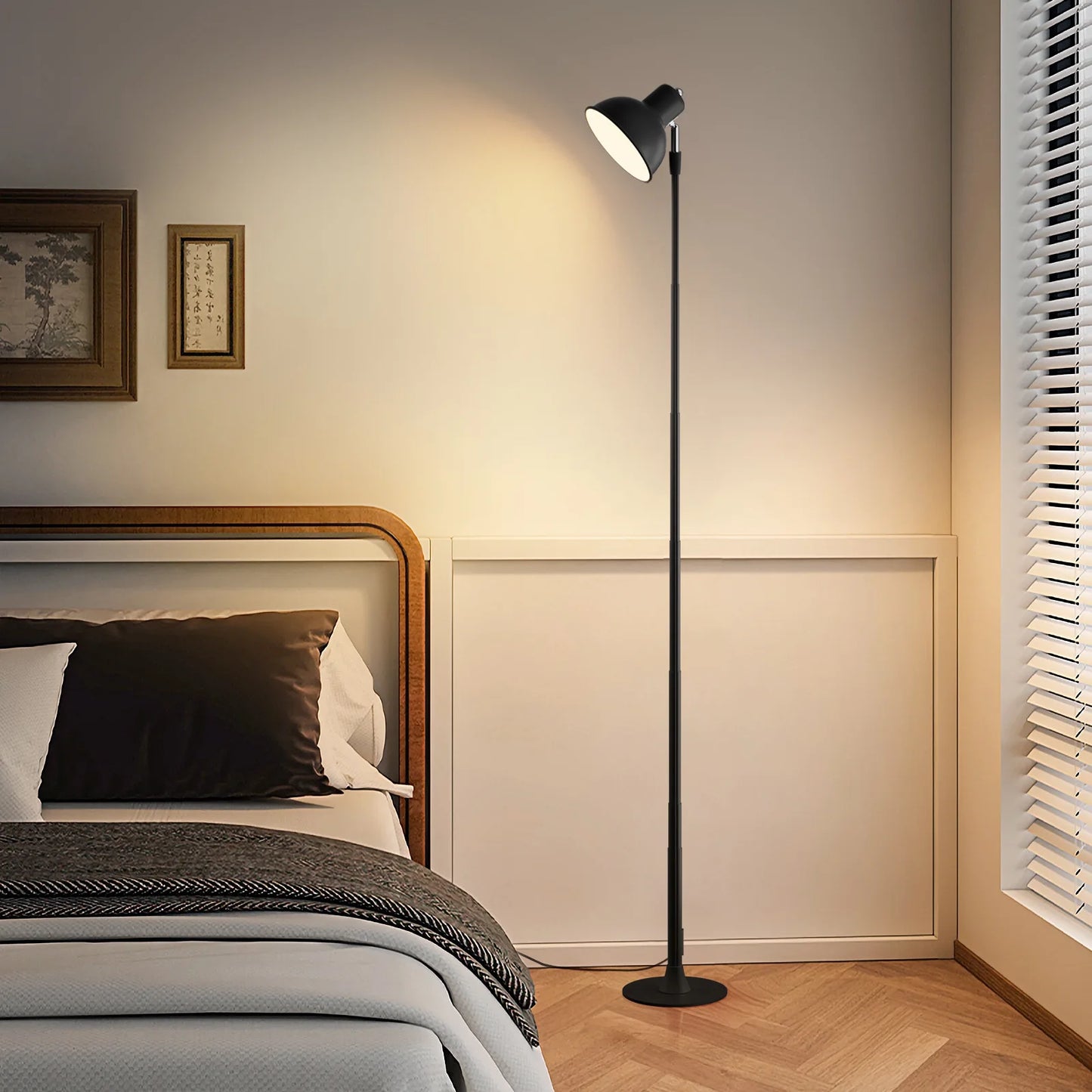 MARPOU Floor Lamp Adjustable with 3 Color Dimmable USB Plug Modern LED Telescopic 145CM Floor Stand Light Living Room Bedroom