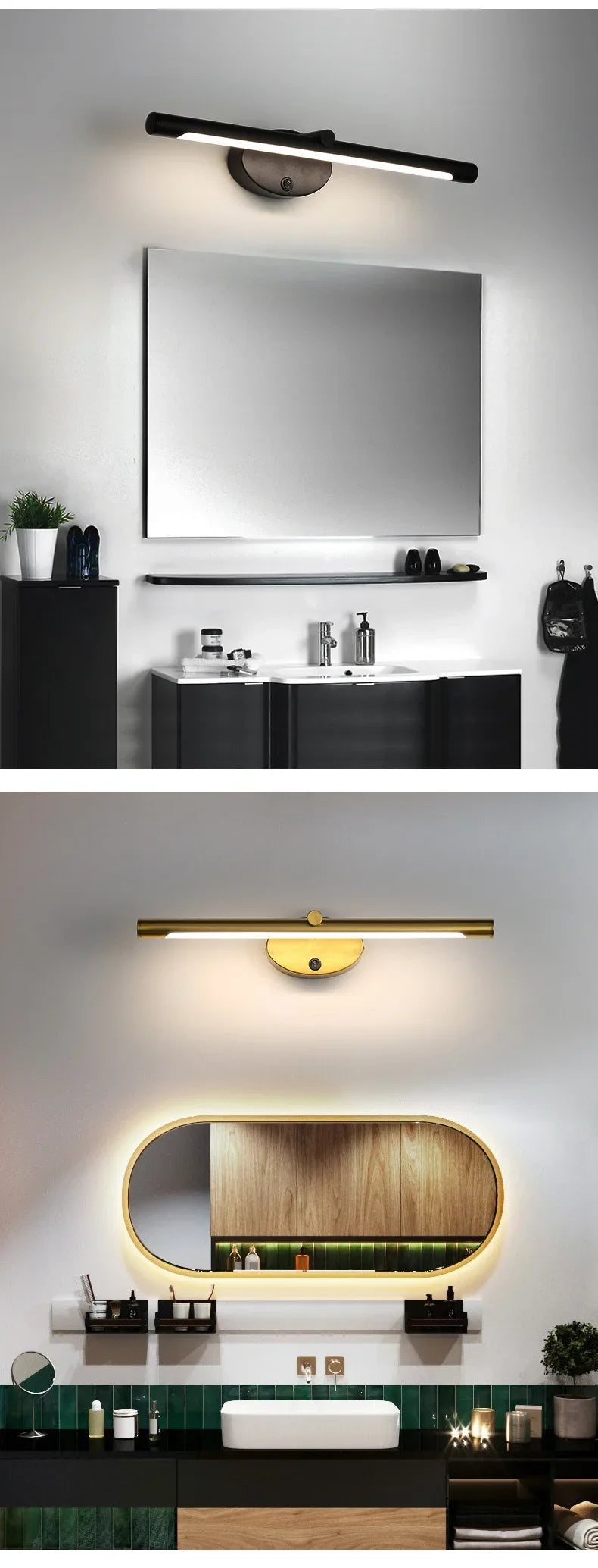 LED Bathroom Mirror Lamp – Touch Switch Black Gold