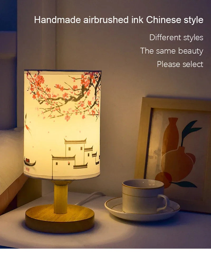 LED Square Fabric Table Lamp – Dimmable Touch Bedside Light