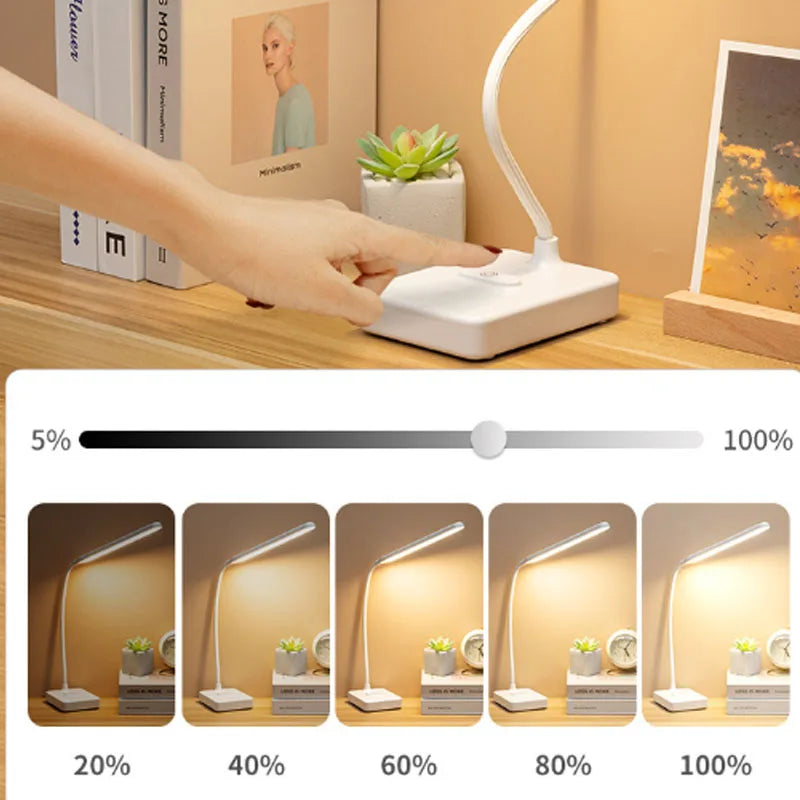 Foldable LED Desk Lamp – 3-Level Dimmable USB Rechargeable