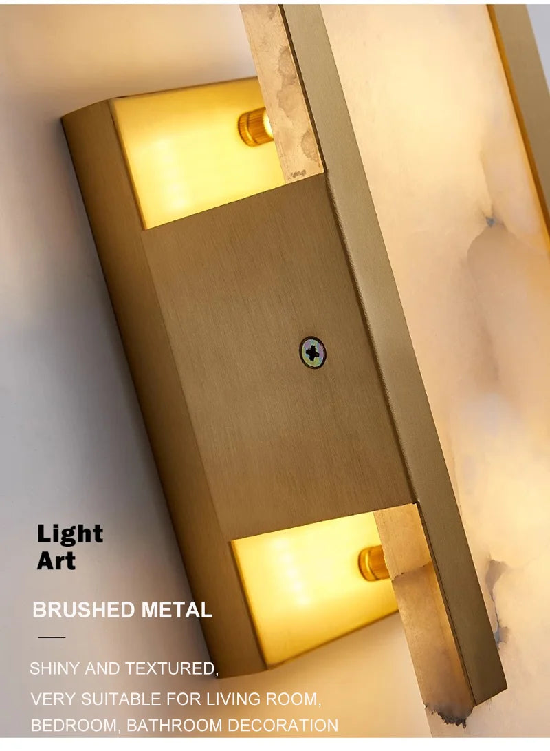 Marble LED Wall Lamp 12W – Gold & Natural Marble
