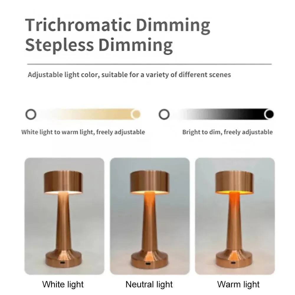 Wireless LED Table Lamp – Touch Dimming 3-Level Rechargeable