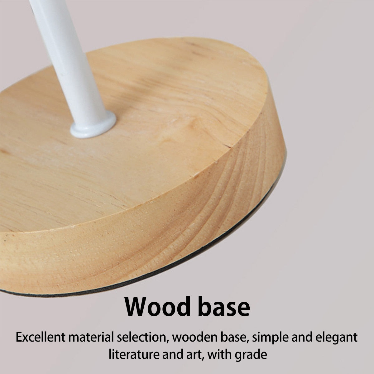 Wooden LED Table Lamp – USB Linen Shade Warm White Bedside Light