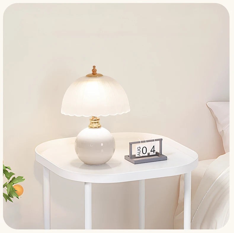 Ceramic Glass LED Table Lamp – USB Dimmable Luxury Bedside Light