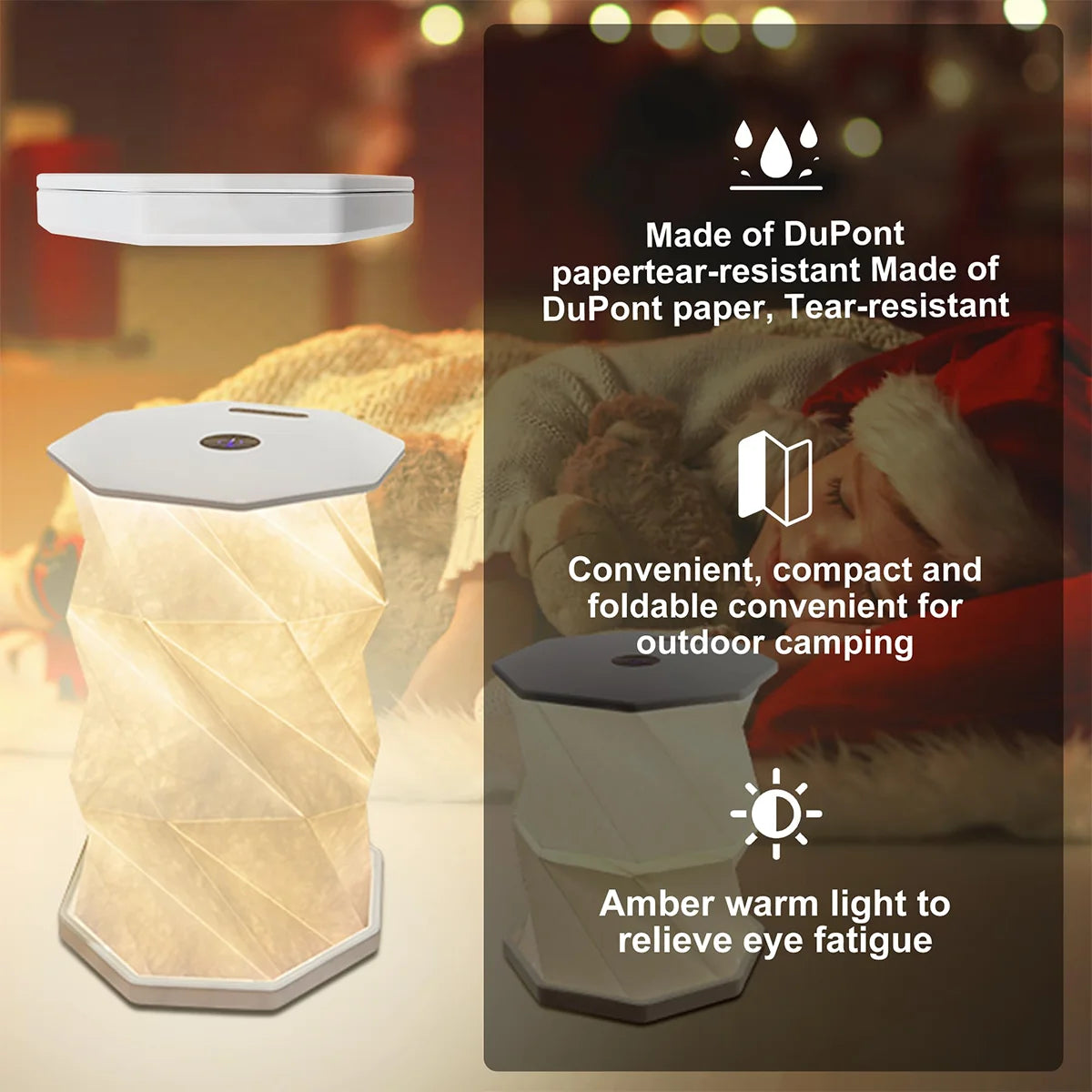 Foldable Origami LED Table Lamp – USB-C Rechargeable Touch Dim