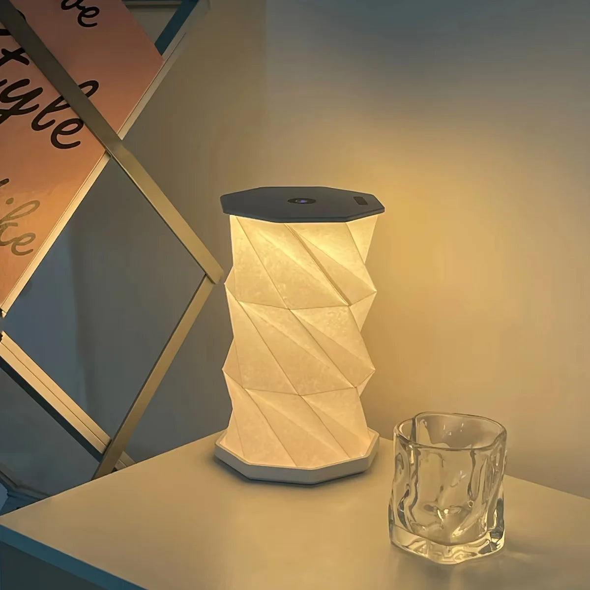 Foldable Origami LED Table Lamp – USB-C Rechargeable Touch Dim