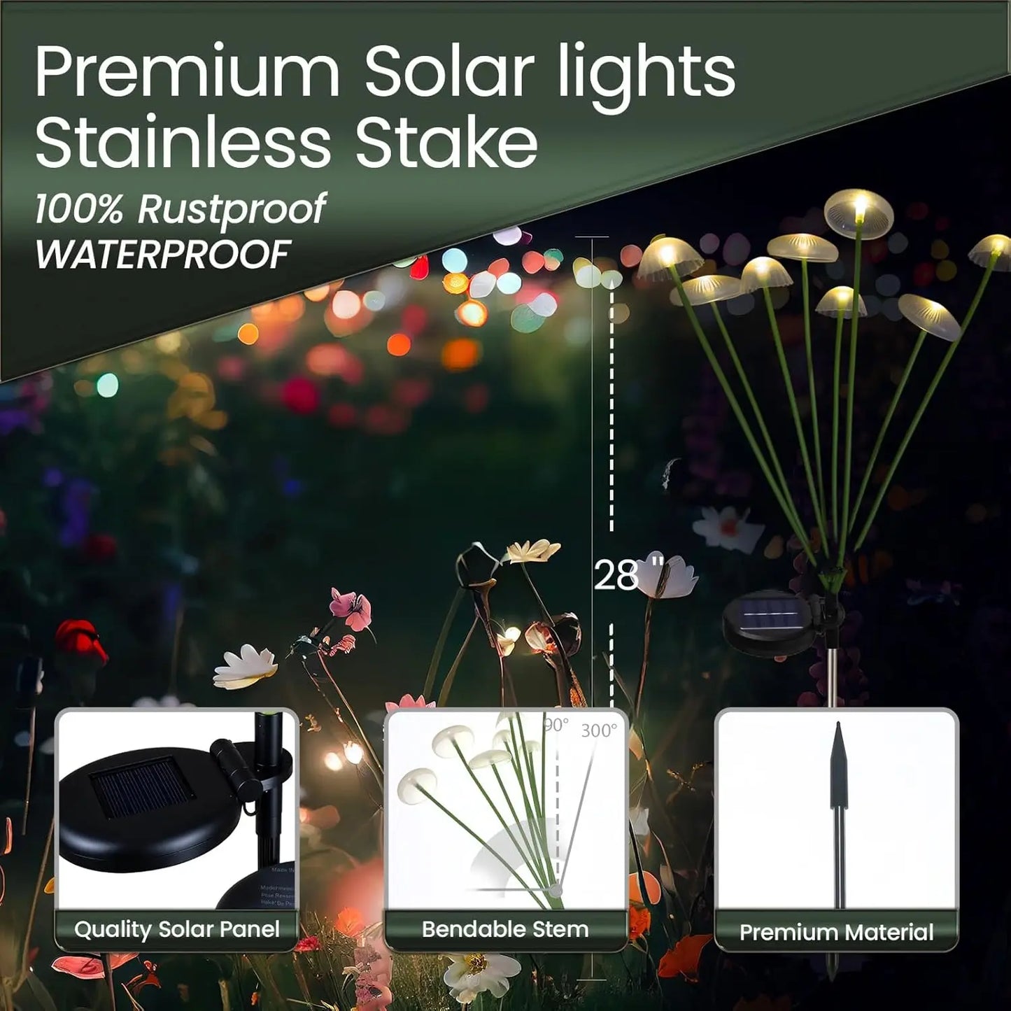 LED Solar Jellyfish Mushroom Lamp, Used for Outdoor Courtyard Landscape Decoration Lighting, Suitable for Lawns, Garden Terraces