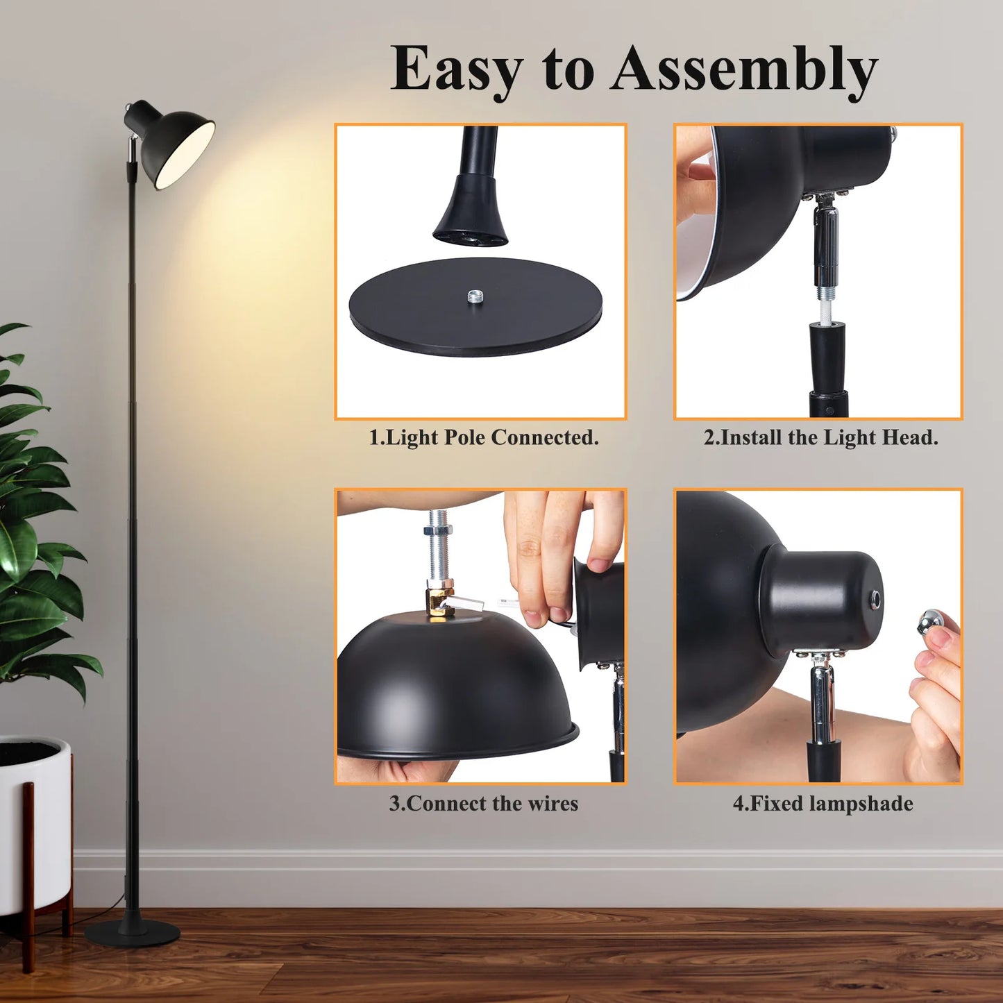 MARPOU Floor Lamp Adjustable with 3 Color Dimmable USB Plug Modern LED Telescopic 145CM Floor Stand Light Living Room Bedroom