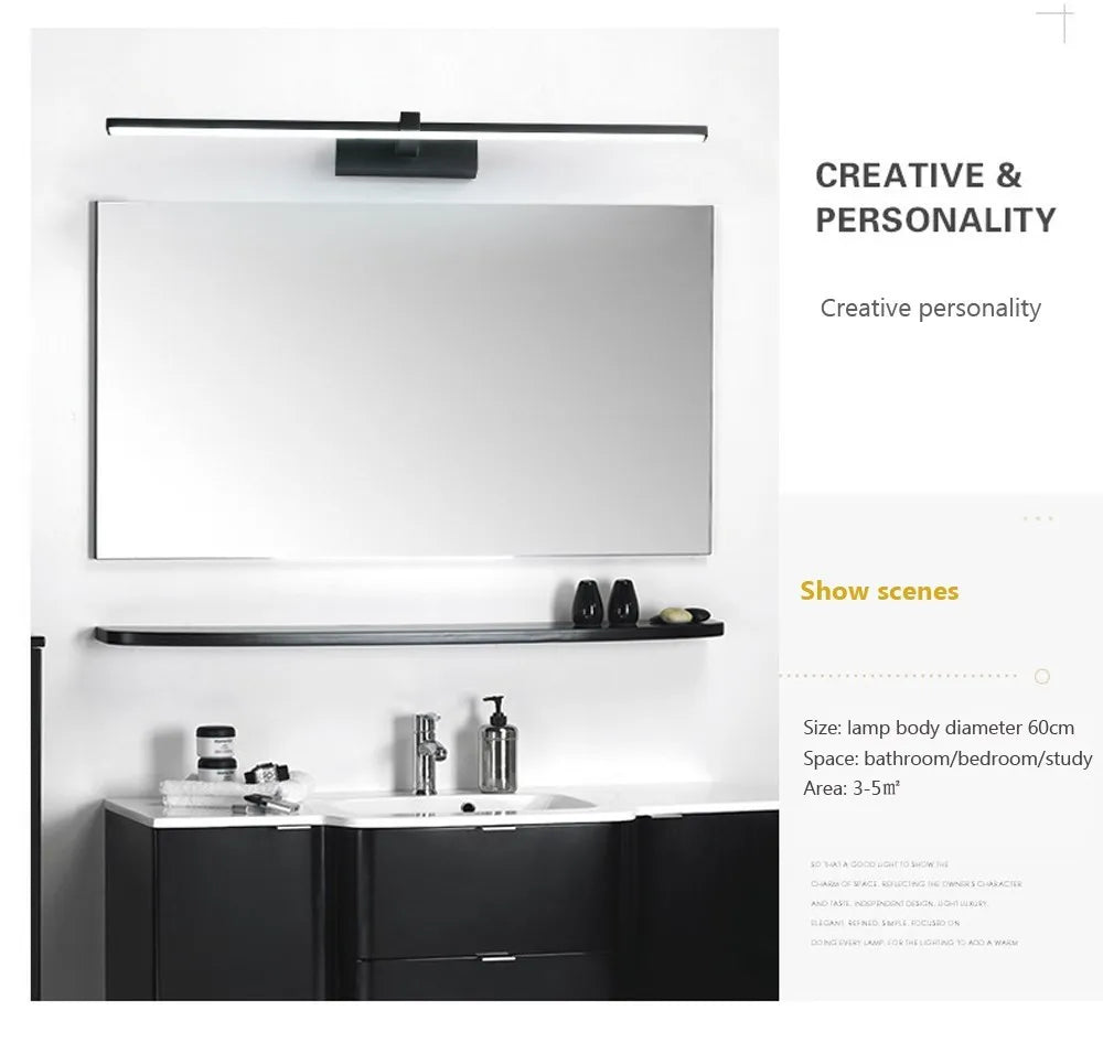 LED Bathroom Vanity Lamp – Touch Switch Black White
