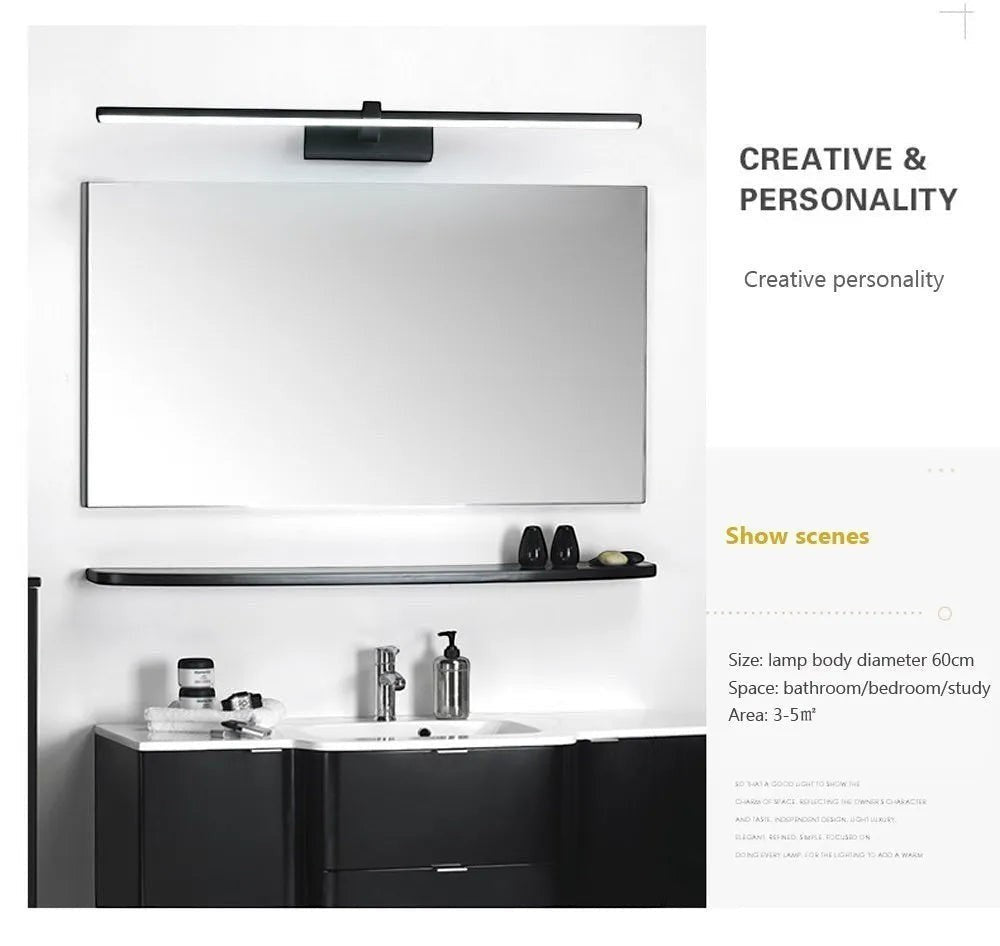 LED Bathroom Vanity Lamp – Touch Switch Black White
