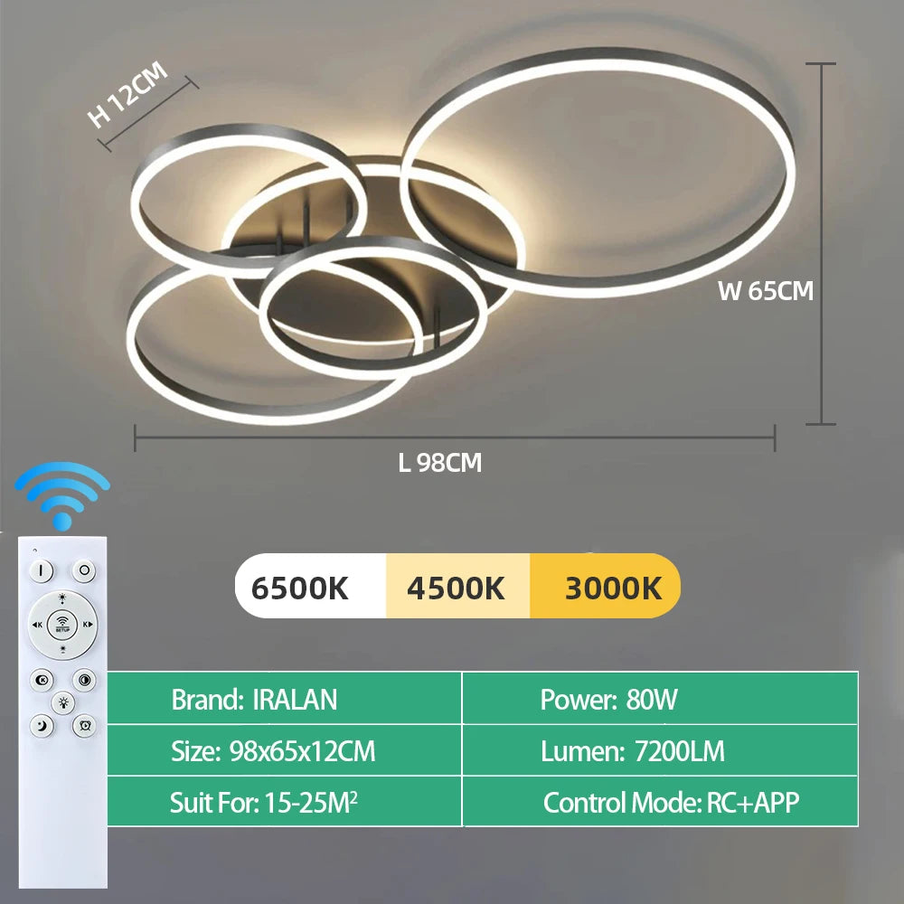 Dimmable LED Ceiling Lamp – Remote Control 5 Sizes