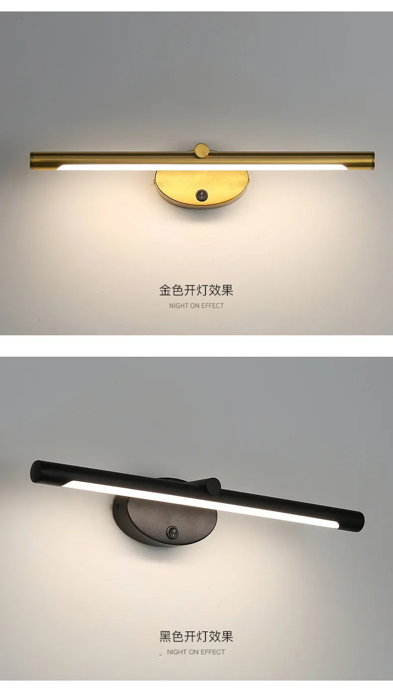 LED Bathroom Mirror Lamp – Touch Switch Black Gold