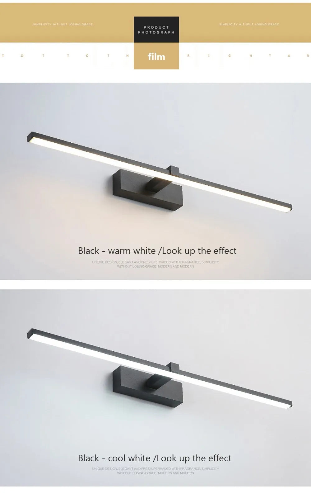 LED Bathroom Vanity Lamp – Touch Switch Black White