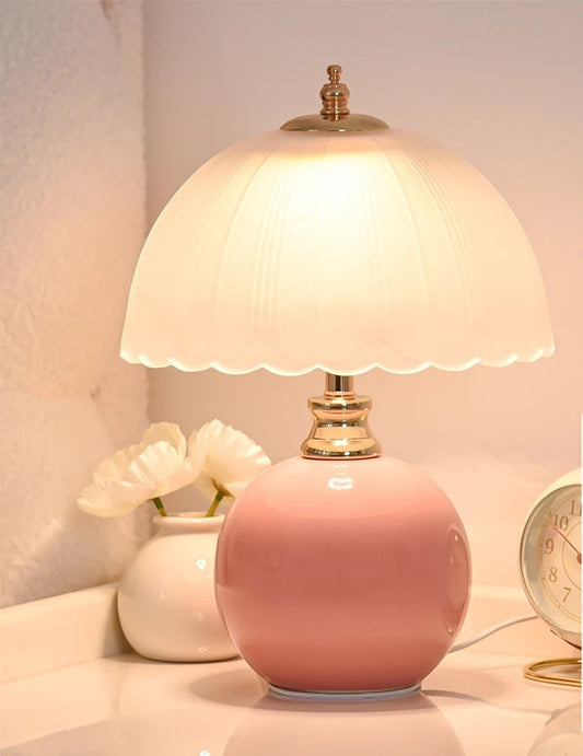 Ceramic Glass LED Table Lamp – USB Dimmable Luxury Bedside Light