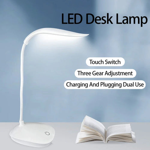 Flexible LED Reading Desk Lamp – USB Rechargeable 3-Level Touch