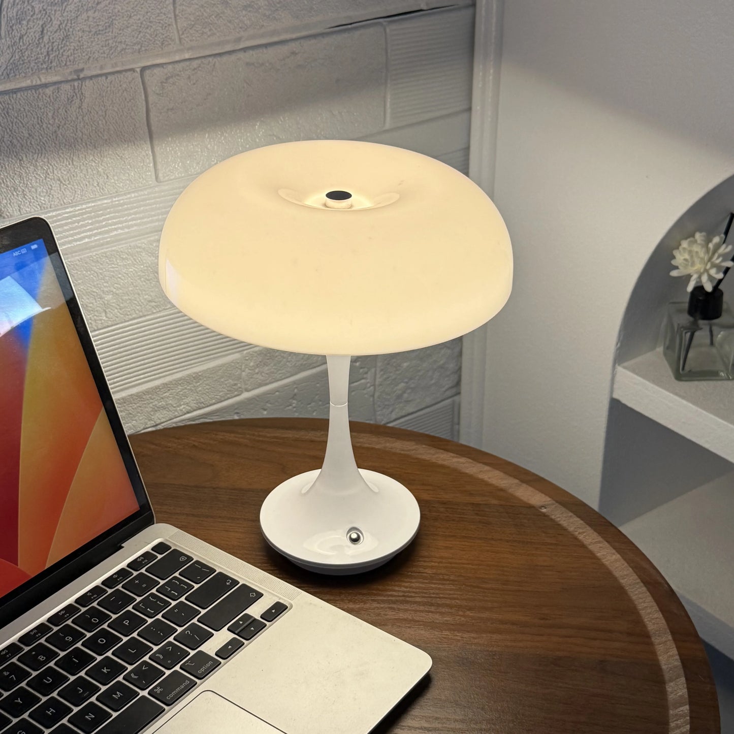 Mushroom Table Lamp, Touch Control 3 Color Dimmable, Cordless Rechargeable Plastic LED Night Light, Adjustable Brightness Bedsid